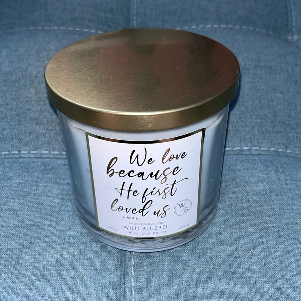 NEW! Western Brook Wild Bluebell Candle 12.5 oz John 4:19 - Picture 2 of 5